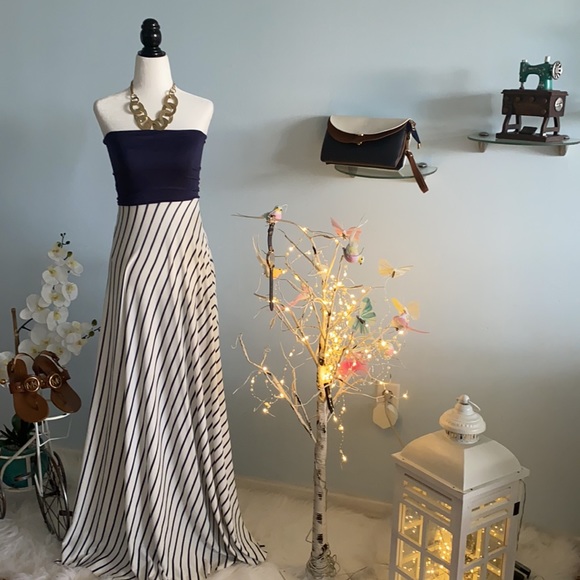 Strapless summer long floral dress